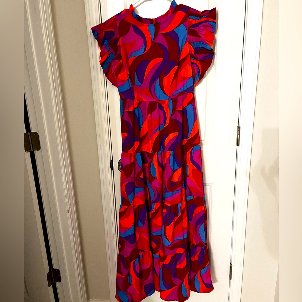 NWOT Bright Colored Midi Dress Small